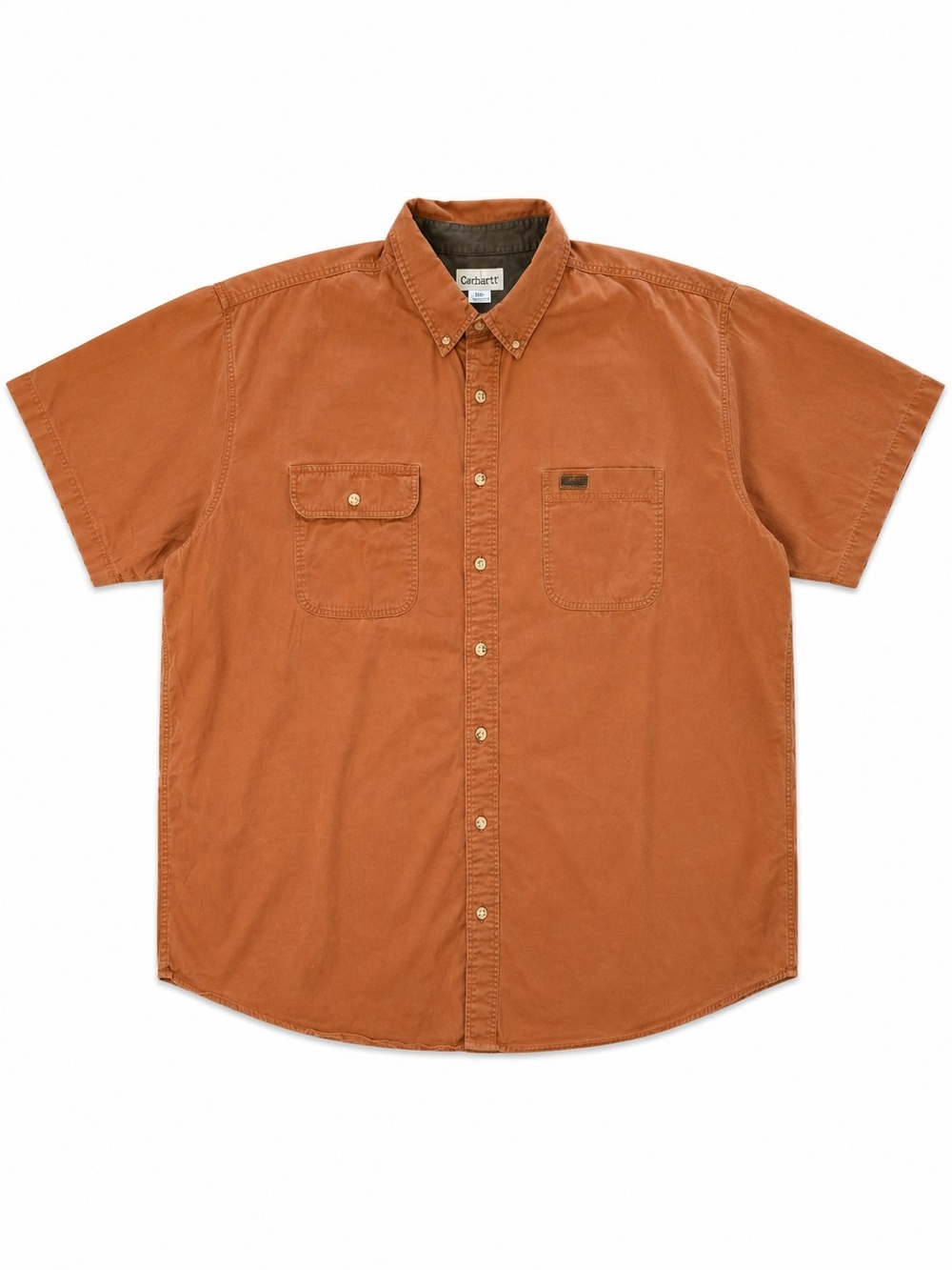 Carhartt Short-Sleeve Button-Down Work Shirt - Burnt Orange Size 2XL